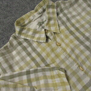 Tommy Bahama Shirt Mens Large Plaid Linen Relax Short Sleeve Lightweight Coastal